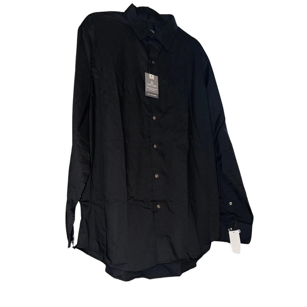 Men’s VAN HEUSEN Black Pin Striped Button Down Shirt XLARGE 16-16 1/2 BRAND NEW - Picture 3 of 6